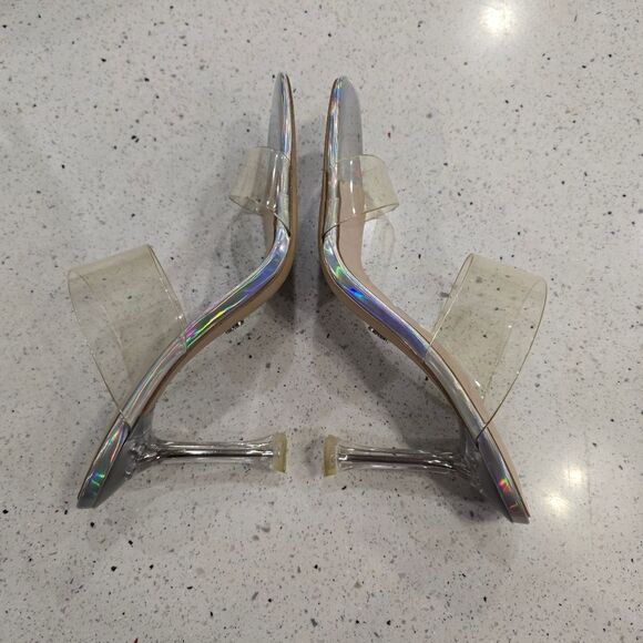 Aldo Cinderella Disney X Aldo Cinderella's Stepsisters Clear Flared High Heels - Picture 4 of 8